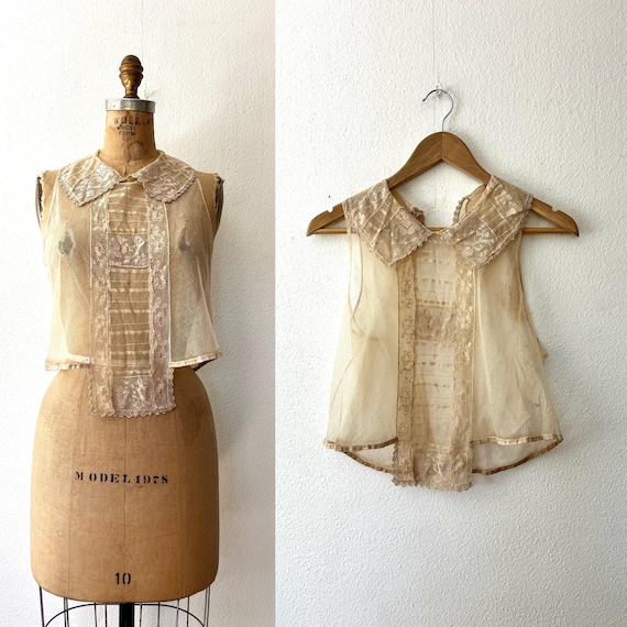antique lace dickey / French net blouse / Victorian lace collar