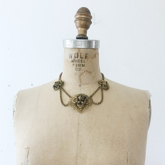 50s vintage necklace / Brass Festoon necklace / Fi