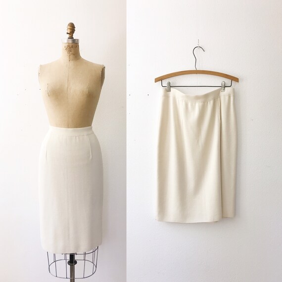 vintage knit skirt / 90s cream knit skirt / Italia