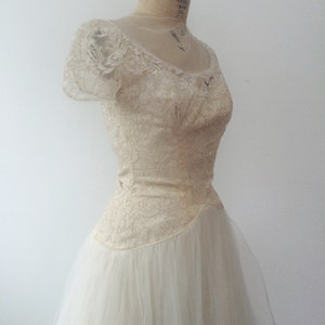 1950s wedding dress / vintage wedding dress / Karinska Tulle & Lace wedding dress bild 6