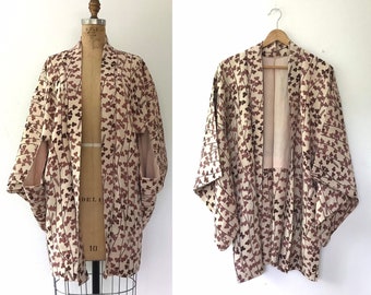 vintage silk kimono / vintage kimono jacket / Budōnoki kimono haori