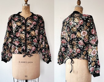 90s floral jacket / 90s cotton jacket / cropped floral jacket