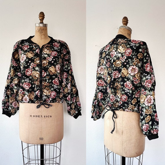 90s floral jacket / 90s cotton jacket / cropped floral jacket