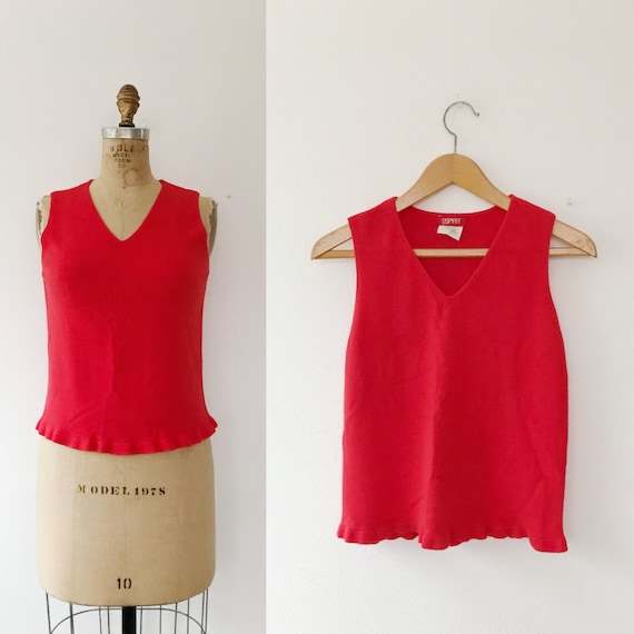 vintage Esprit tank / 80s knit tank / Esprit tomato sweater