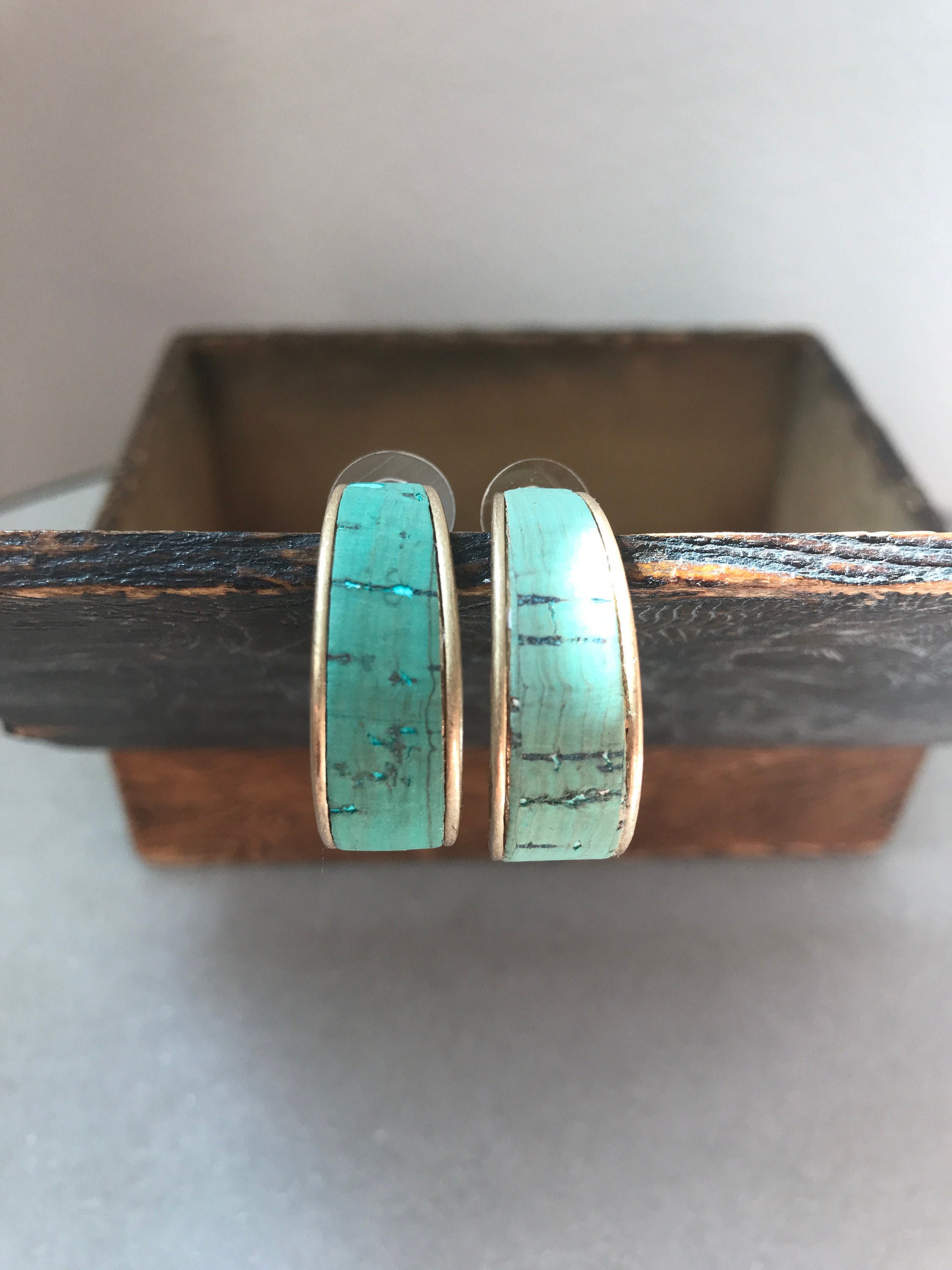 Modern Cork hoop earrings