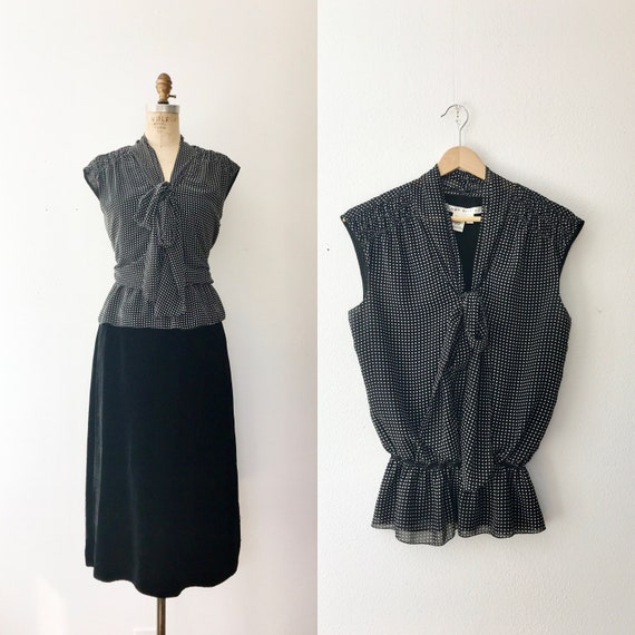 Polka Dot Blouse / Bow blouse / Max Studio blouse