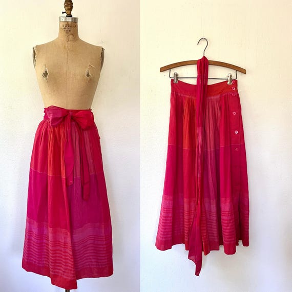 vintage cotton skirt / Liz Claiborne skirt / 80s madras plaid skirt
