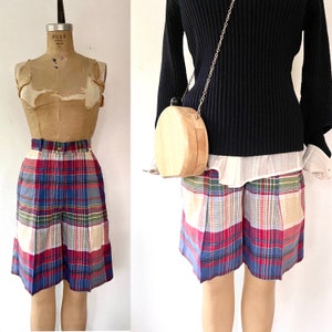 SALE vintage plaid shorts / 80s vintage shorts / cotton walking shorts