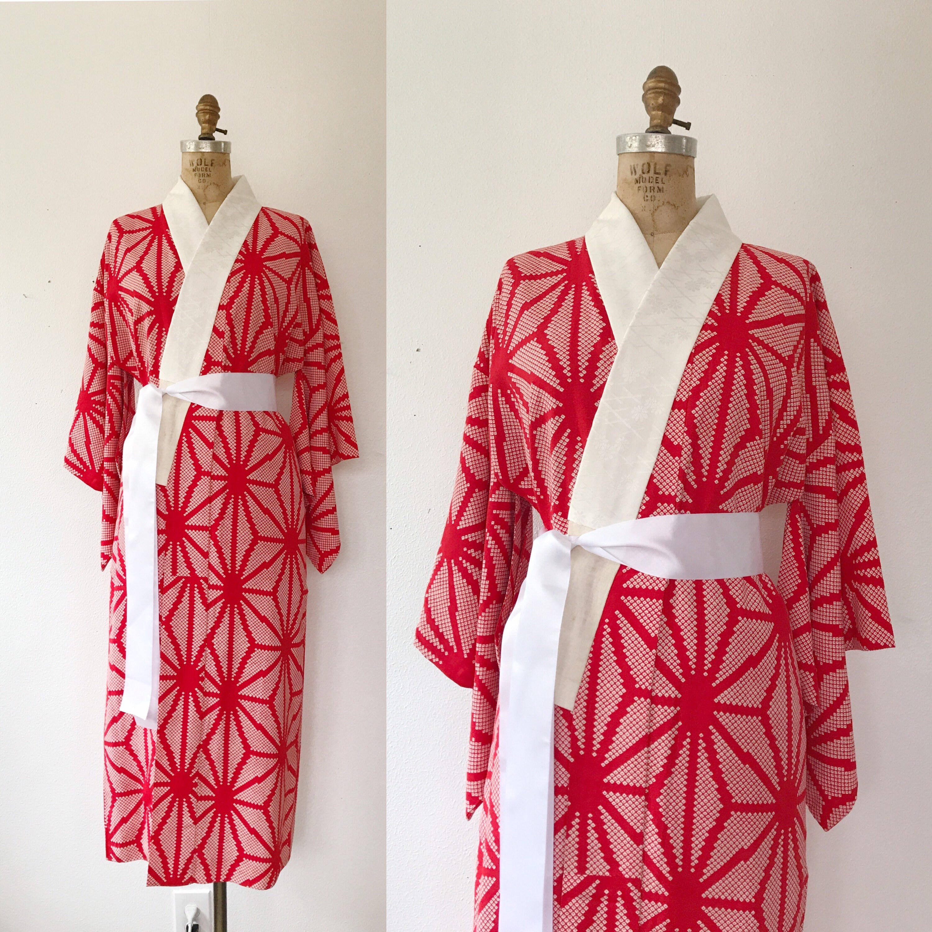 vintage kimono robe / vintage cotton kimono / Shibori Juban kimono