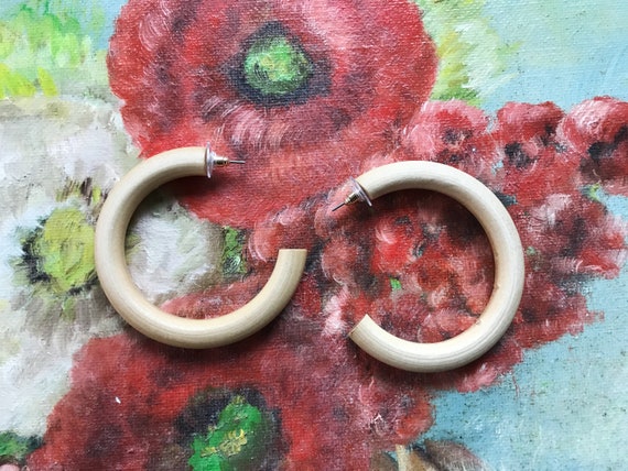 Modern Natural Birch hoop earrings