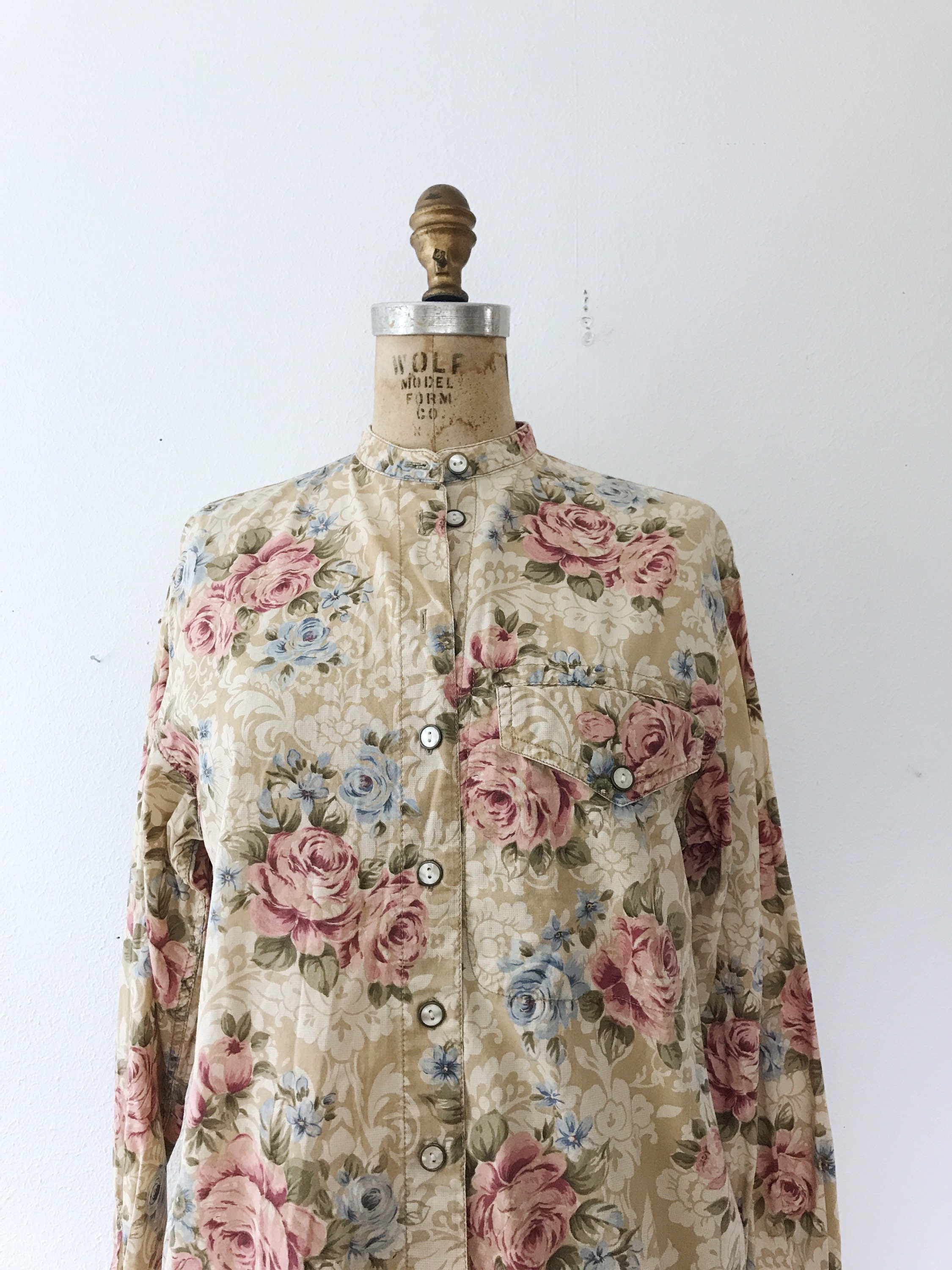 floral blouse / floral button down blouse / Autumn Pastel blouse