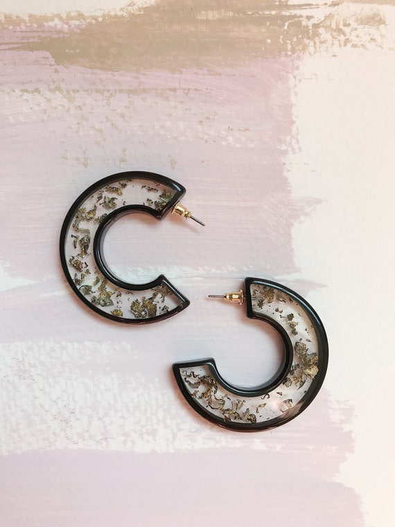 Modern Gold Leaf hoop earrings