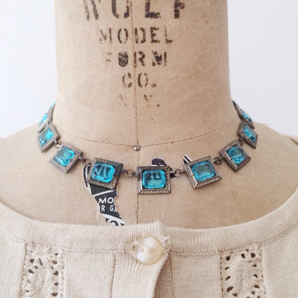 1930s necklace / aquamarine necklace /  Maram Aquamarine Necklace