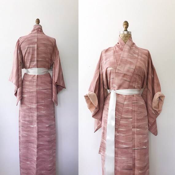 Kawa silk crepe kimono / kimono robe / vintage Kim