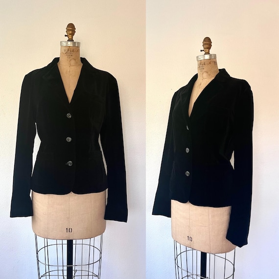 Ralph Lauren jacket / vintage velvet blazer / Black velvet sport jacket