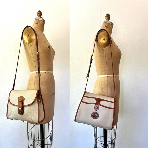 vintage Dooney & Bourke / cream leather bag / Dooney and Bourke Saddle bag