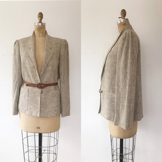 Loomed flaxen blazer / 80s blazer / 80s basics bla