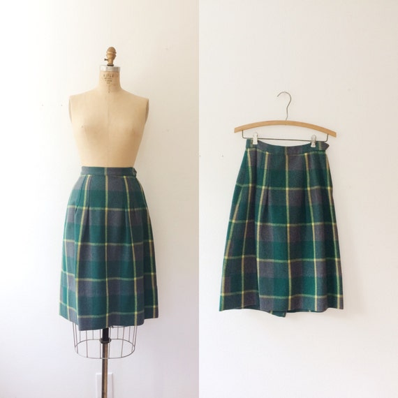 vintage wool skirt / 50s plaid skirt / winter mea… - image 1