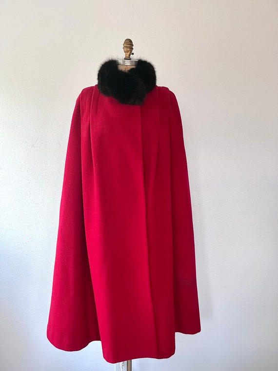 vintage wool cloak / vintage red cape / 80s wool … - image 2