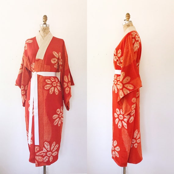 vintage kimono robe / vintage silk kimono / Shibor