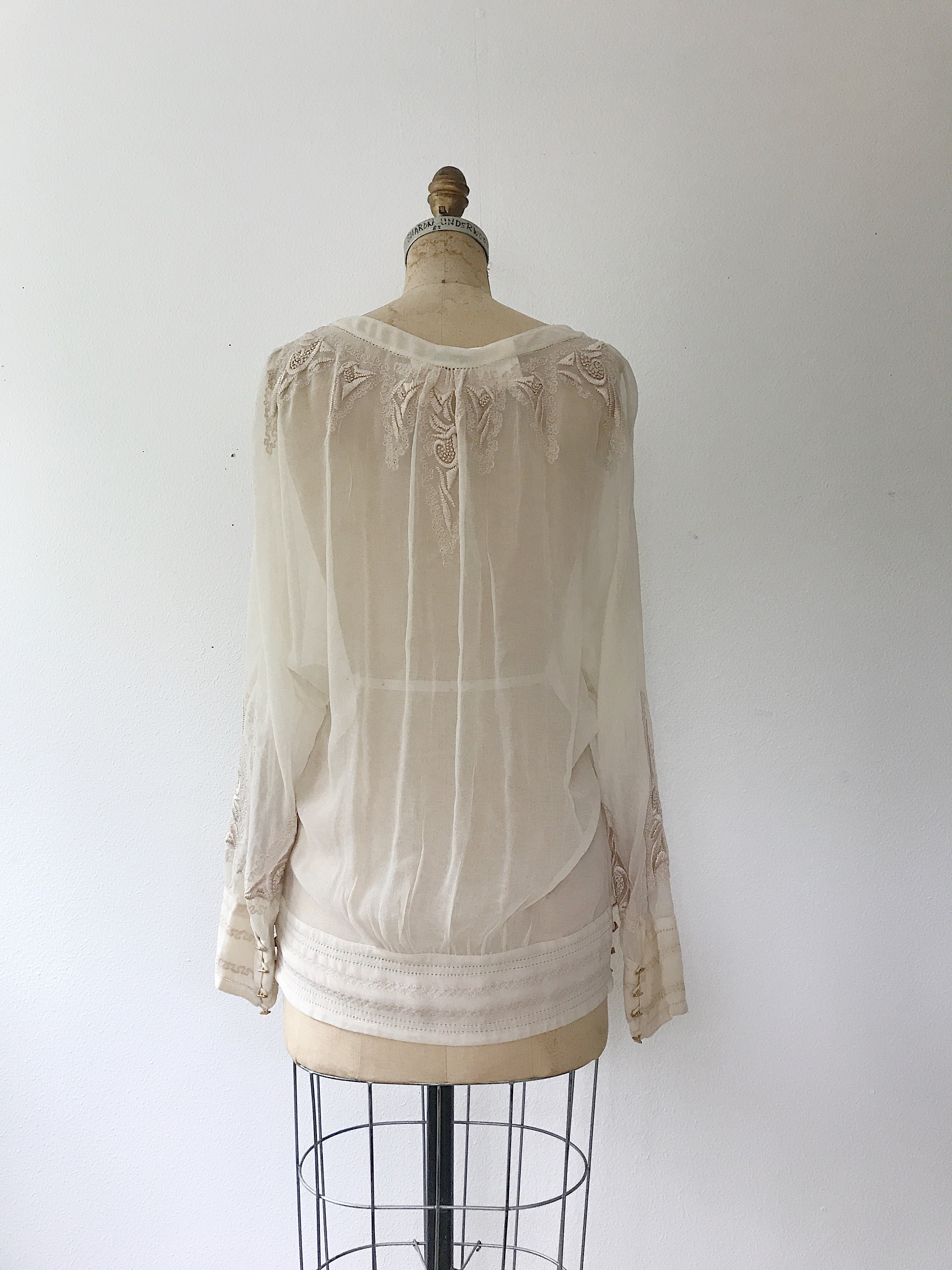 Leifsdottir Blouse / 1920s style blouse / rayon embroidered blouse