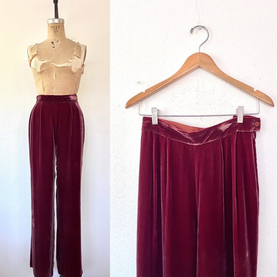 velvet pants / evening pants / Silk velvet pants