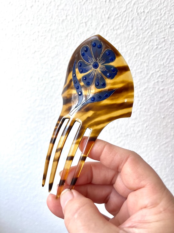 vintage haircomb / 40s hair accessory / 40s Rhinestone hair pick