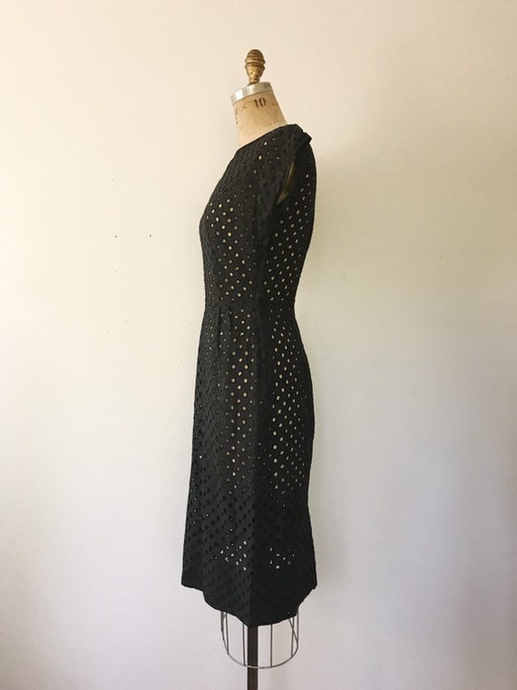 black lace dress / eyelet lace dress / 1950s vint… - image 6