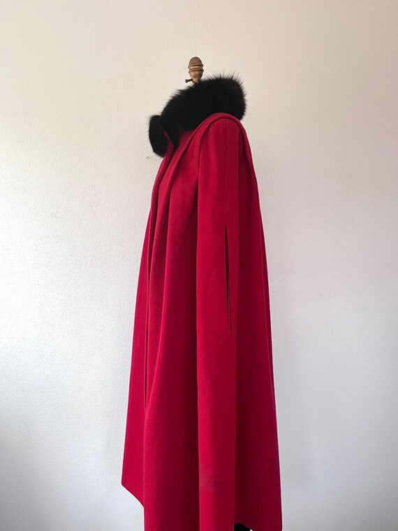 vintage wool cloak / vintage red cape / 80s wool … - image 6