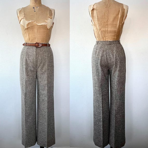 vintage wool pants / flecked wool trousers / 70s chestnut ladies pants
