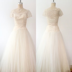 1950s wedding dress / vintage wedding dress / Karinska Tulle & Lace wedding dress bild 2