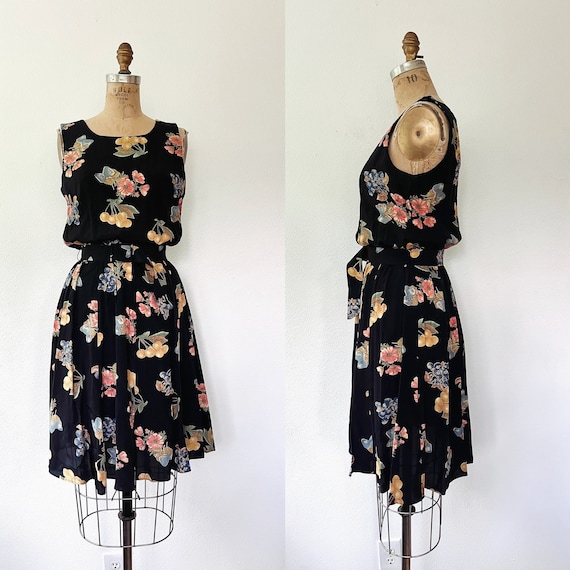 80s vintage dress / summer dress / Fruits & Florals dress