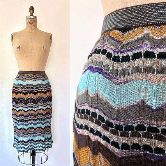 M Missoni skirt / wool Missoni skirt / woven modern Missoni skirt