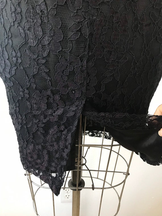 black cocktail dress / black lace dress / 80s lac… - image 8