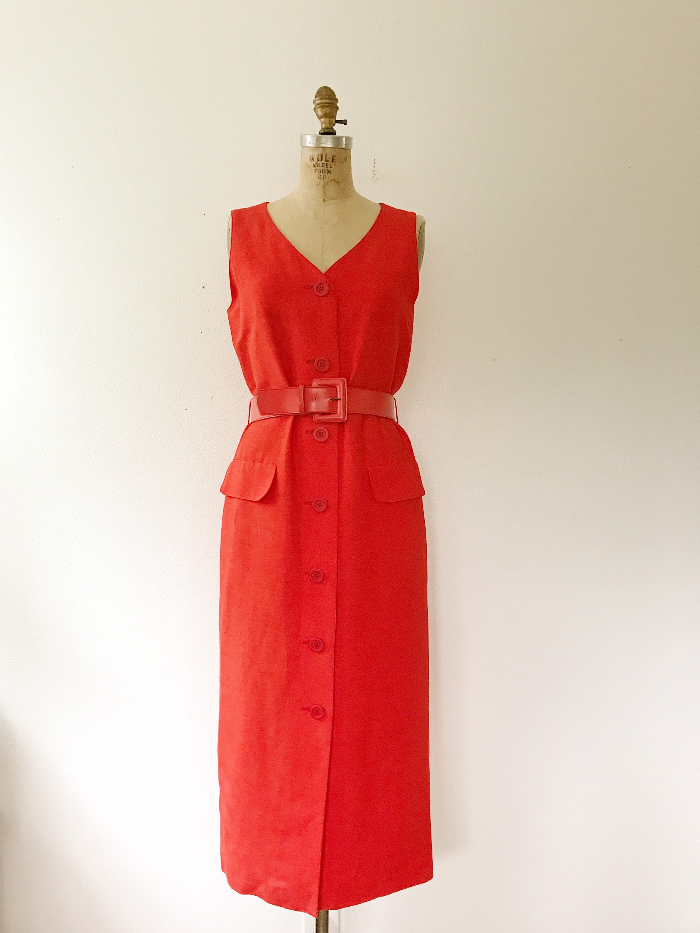 vintage linen dress/ Harvé Benard dress / Tangerine Linen dress