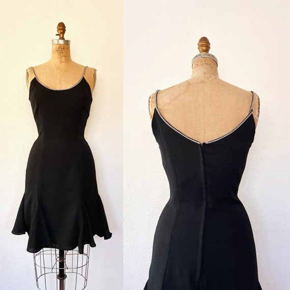 vintage cocktail dress / little black dress / 90s party dress