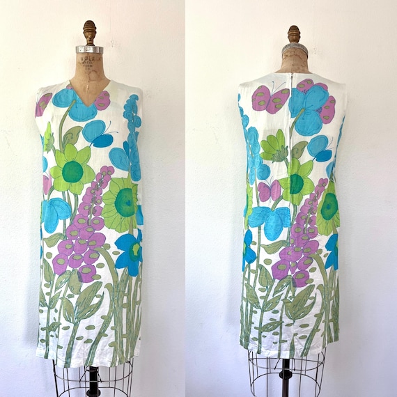 floral print dress / vintage 60s cotton sundress / Jordan Peters dress