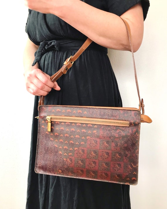 90s Escada shoulder bag/ vintage leather purse / Escada Signature Paisley bag
