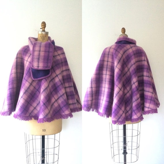 vintage poncho / plaid wool poncho / Calistoga Pon