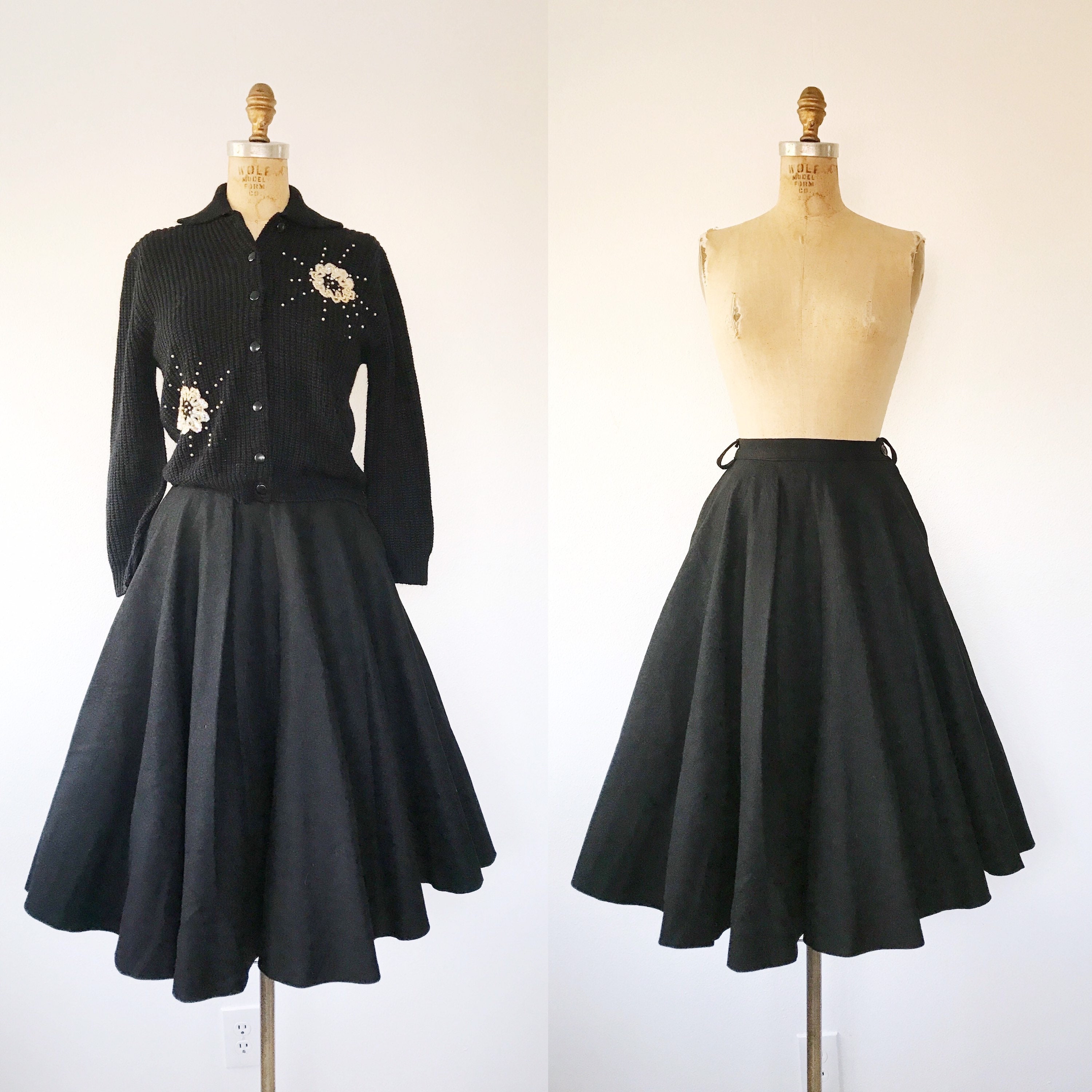 70's Black Circle Skirt main image 0