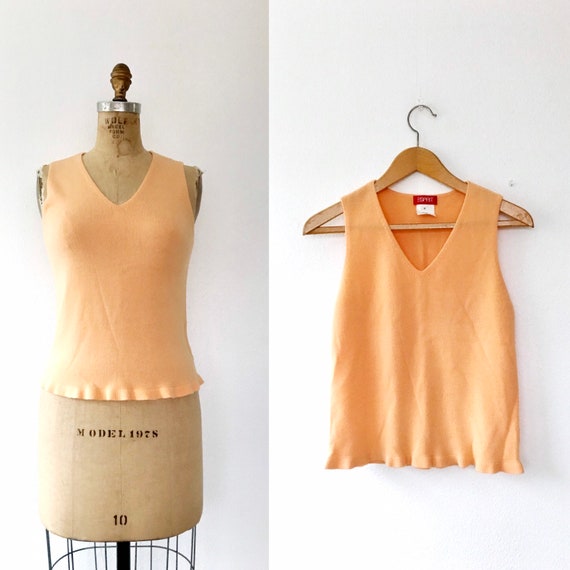 vintage Esprit tank / 80s knit tank / Esprit melon sweater