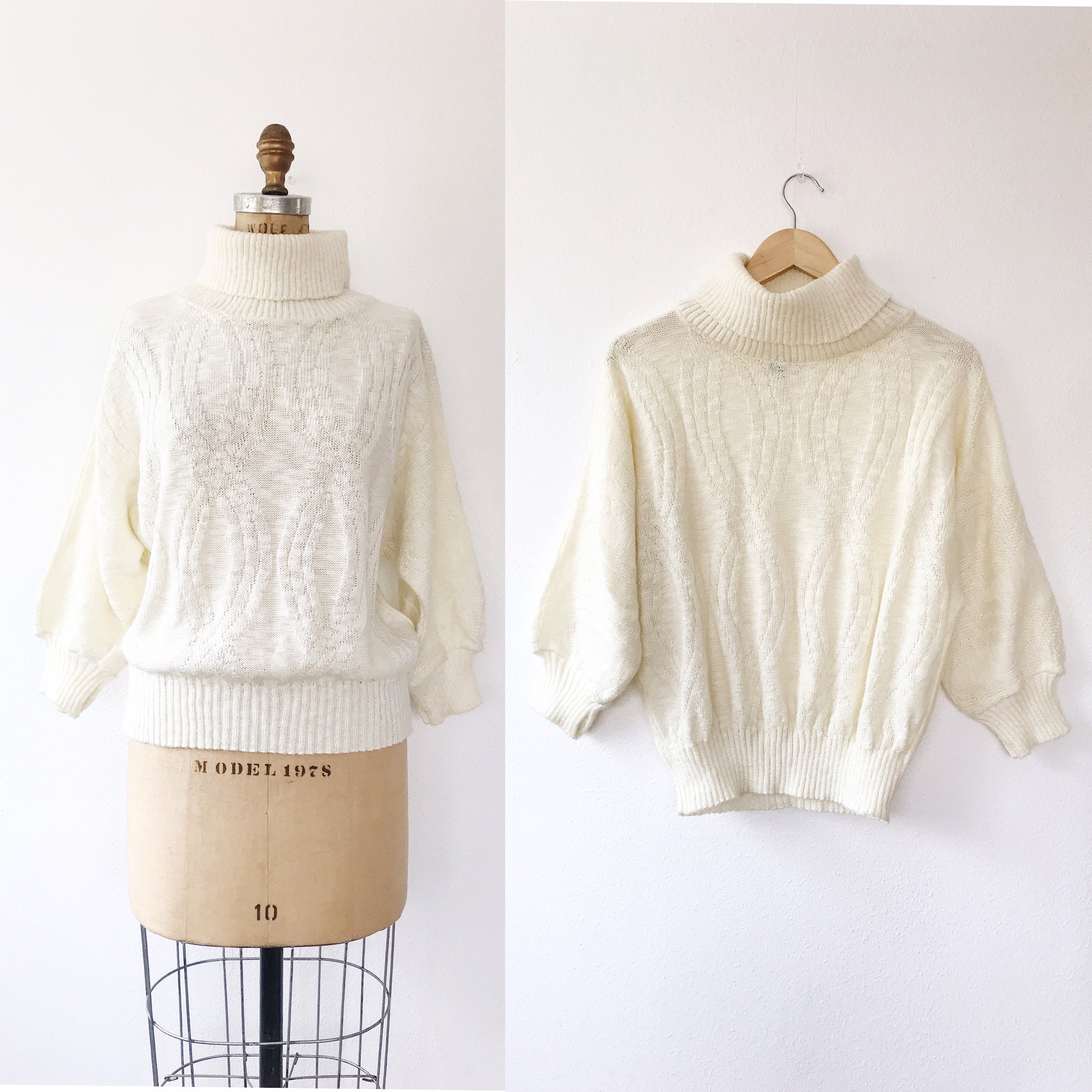 80s sweater / vintage knit sweater / 80s Turtleneck dolman sweater