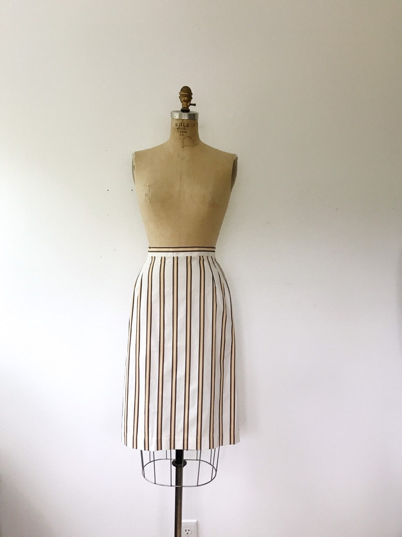 SALE 1950s skirt / 1950s cotton skirt / striped pencil skirt image 2