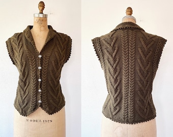 80s sweater / vintage knit cardigan / multi-knit sweater vest