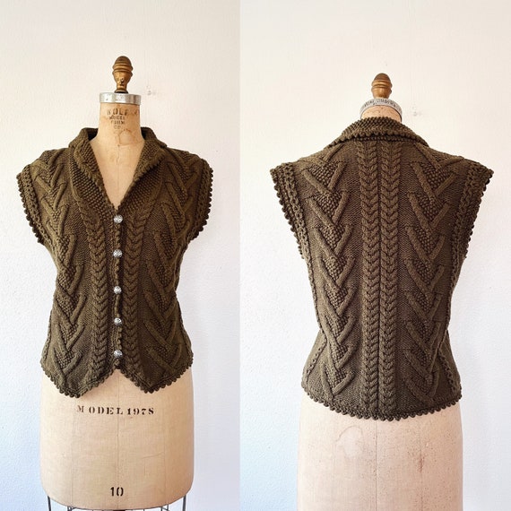 80s sweater / vintage knit cardigan / multi-knit sweater vest