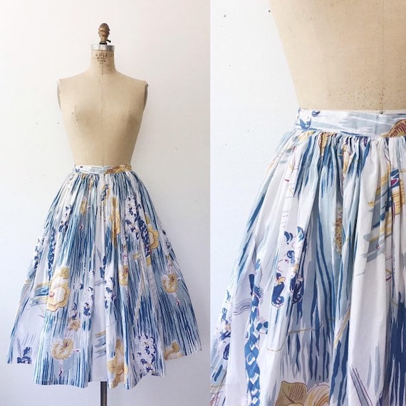 Novelty print skirt / cotton circle skirt / The Bi