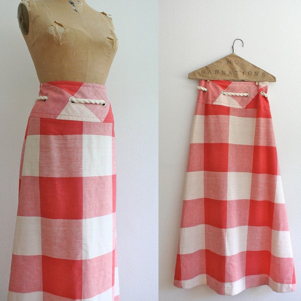 Vintage Maxi Skirt : Nautical Skirt - 70s Sailor