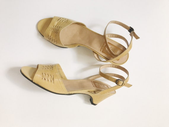 vintage sandals / leather wedge sandals/ vintage G
