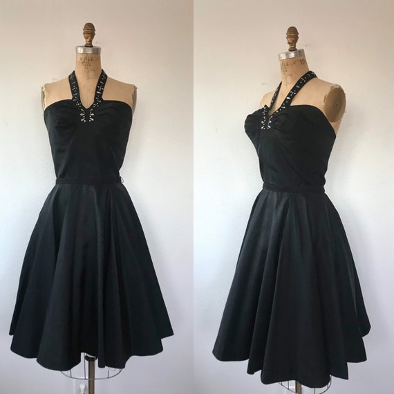 1950s halter dress / 1950s party dress / Bombshell dress