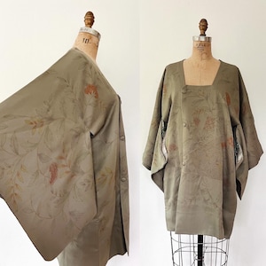 vintage silk kimono / vintage kimono michiyuki / Evening Garden Kimono